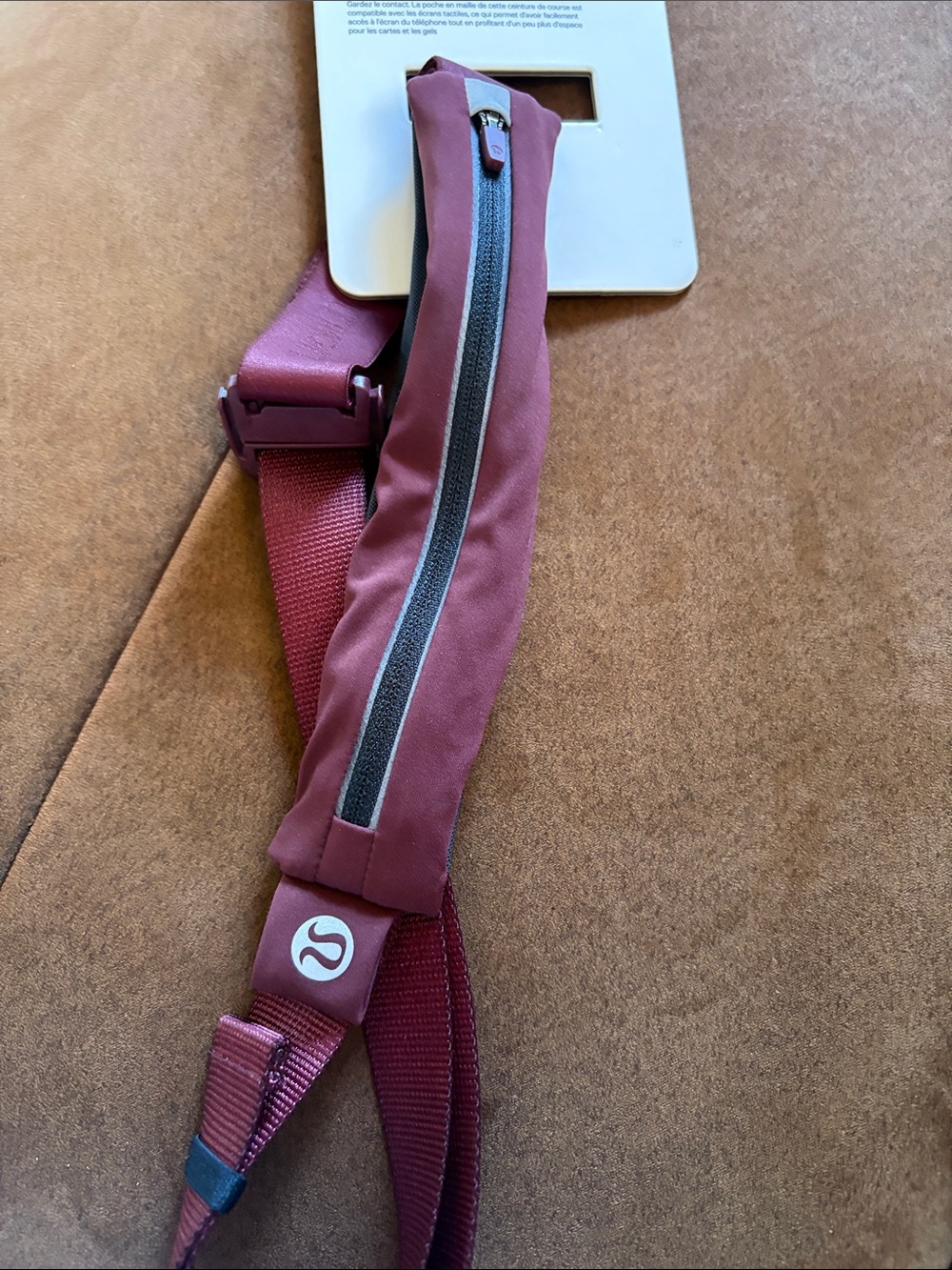 lululemon athletica Burgundy Reflective Zip Key & Card Holder Belt